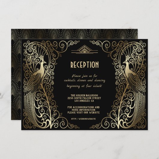 Invitation Réception pour personnes âgées Glam Gold Art Déco  (Devant / Derrière)