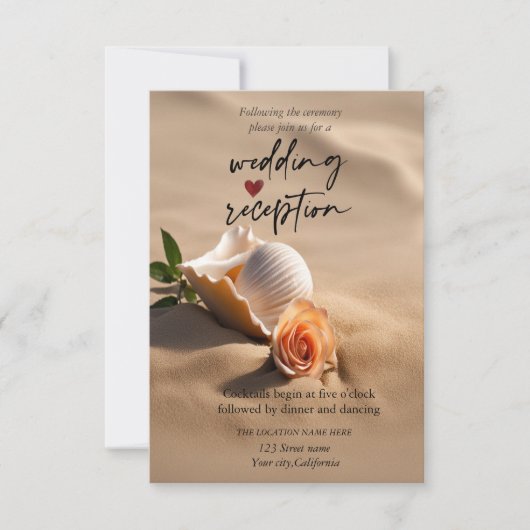 Invitation Réception Rose De Sable De Coquillage (Devant)