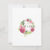 Invitation Réception Rose Peony Wreath Moderne Feuille simple (Dos)