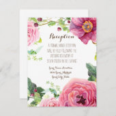 Invitation Réception Rose Peony Wreath Moderne Feuille simple (Devant / Derrière)
