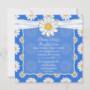 Invitation Réception royale de mariage floral bleu et blanc