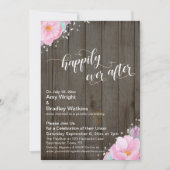 Invitation Réception rustique aux fleurs roses pour un bonheu (Devant)