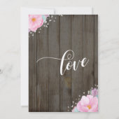 Invitation Réception rustique aux fleurs roses pour un bonheu (Dos)