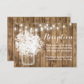 Invitation Réception Rustique avec Gypsophile et Guirlandes L (Devant / Derrière)