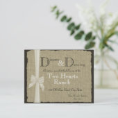 Invitation Réception rustique Mariage Burlap and Bow (Debout devant)