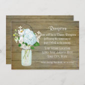 Invitation Réception rustique Pays Mason Jar Blue Hydrangeas (Devant / Derrière)