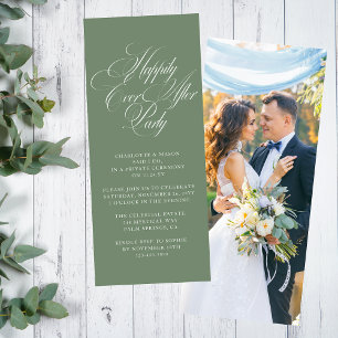 Invitation Réception Sage Vert Heureux À Tout Jamais