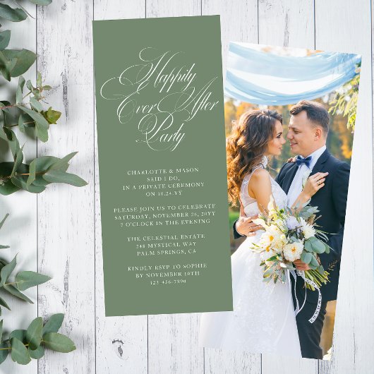 Invitation Réception Sage Vert Heureux À Tout Jamais