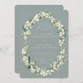 Invitation Réception Seafoam Snowberry+Eucalyptus uniquement (Devant / Derrière)