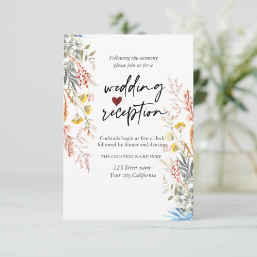 Invitation Réception Séchée Du Pré Fleur sauvage De Printemps (Debout devant)