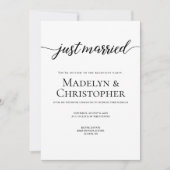 Invitation Réception seulement Mariage Script Juste marié (Devant)