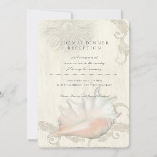 Invitation Réception Shore Beach Seashell Conch Shell Mariage (Devant)