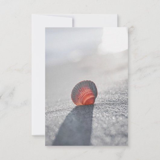 Invitation Réception simple coquillage de plage, coeurs (Dos)