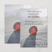 Invitation Réception simple coquillage de plage, coeurs (Devant / Derrière)