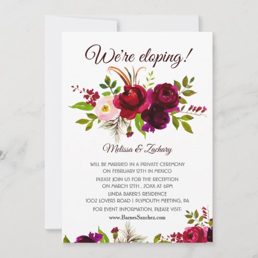 Invitation Réception simple en orage bordeaux (Devant)