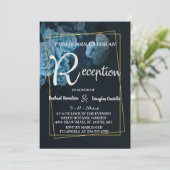 Invitation Réception simple et chic or géométrique Cadre (Debout devant)