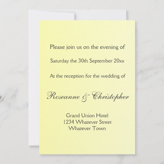 Invitation Réception Soirée mariage Sunflower Jaune (Dos)