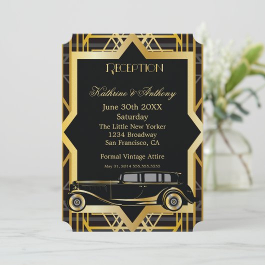 Invitation Réception Style Gatsby Années Folles (Debout devant)