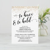 Invitation Réception "To Have and To Hold" Confettis dorés un (Debout devant)