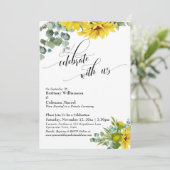 Invitation Réception Tournesol Eucalyptus Célébrez avec nous (Debout devant)