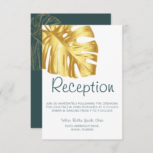 Invitation Réception Tropical Gold Wedding (Devant / Derrière)