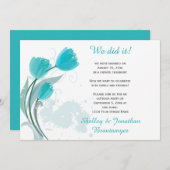 Invitation Réception turquoise des tulipes d'aquarelle de pri (Devant / Derrière)
