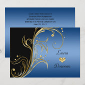 Invitation Réception uniquement avec tourbillons floraux or e (Devant / Derrière)