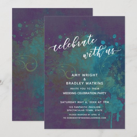 Invitation Réception uniquement - Célébration Abstraite et Co (Devant / Derrière)