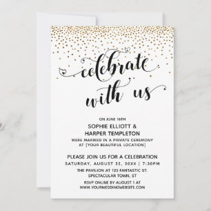 Invitation Réception uniquement - Confettis dorés Celebrate W
