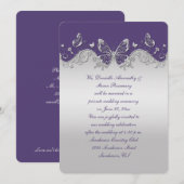 Invitation Réception uniquement de papillons argentés violets (Devant / Derrière)