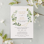 Invitation Réception uniquement Mariage de verdure géométriqu<br><div class="desc">Cette invitation à la réception de mariage élégante et personnalisable présente un cadre d'or géométrique orné d'une belle aquarelle feuillage verdoyante et a été jumelée à une calligraphie lunaire et une police serif classe en or et gris. Pour effectuer des modifications avancées, sélectionnez l'option "Cliquez pour customiser plus loin" sous...</div>