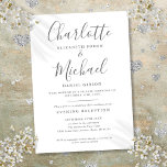 Invitation Réception Uniquement Mariage Gris Et Blanc<br><div class="desc">Une élégante faire-part de mariage de signature grise et blanche uniquement avec des noms de style signature,  cette élégante invitation grise et blanche peut être personnalisée avec vos informations en lettrage gris chic. Conçu par Thisisnotme©</div>