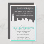 Invitation Réception uniquement Urban Chicago Skyline Mariage (Devant / Derrière)