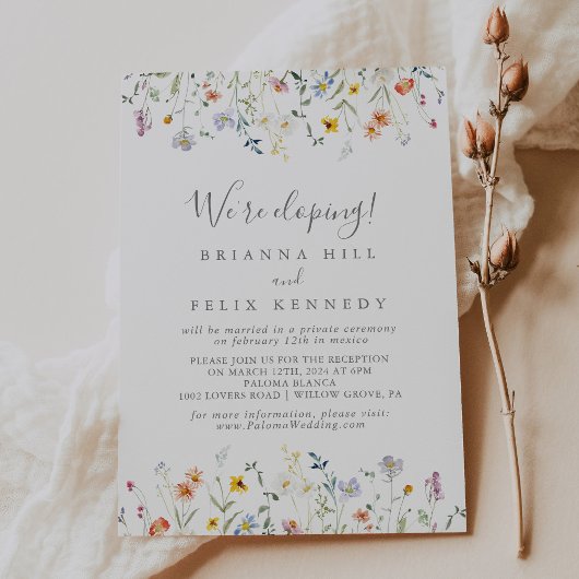 Invitation Réception Wild Multicolor Floral Elopement