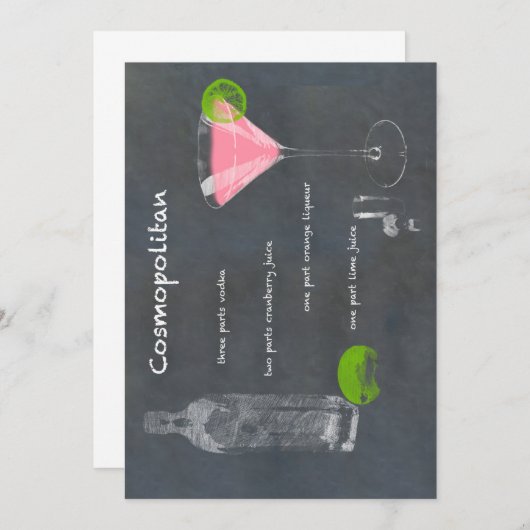 Invitation Recette Cocktail Cosmopolite (Devant / Derrière)
