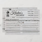 Invitation Recette Cuisine Plat Ingrédients Lins Bois Blanc (Devant / Derrière)