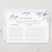 Invitation Recette de Fête des mariées florale bleue (Devant)