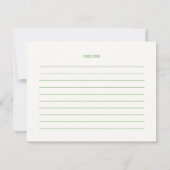 Invitation Recette de Fête des mariées manuscrite Matcha vert (Dos)