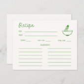 Invitation Recette de Fête des mariées manuscrite Matcha vert (Devant / Derrière)