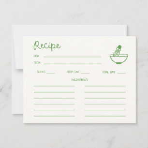 Invitation Recette de Fête des mariées manuscrite Matcha vert