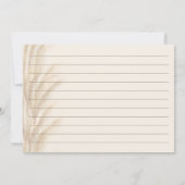 Invitation Recette de mariage aquarelle herbe de pampas beige (Dos)
