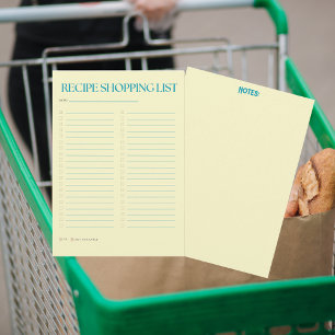 Invitation Recette jaune-bleu Liste d'achats et notes Télécha