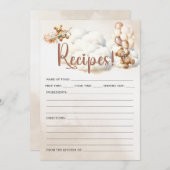Invitation RECETTES Baby shower Jeu mignon ours (Devant / Derrière)