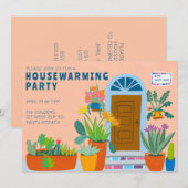 Invitation RÉCHAUFFEMENT DE MAISON NOUVELLE MAISON Fête de po (Devant / Derrière)