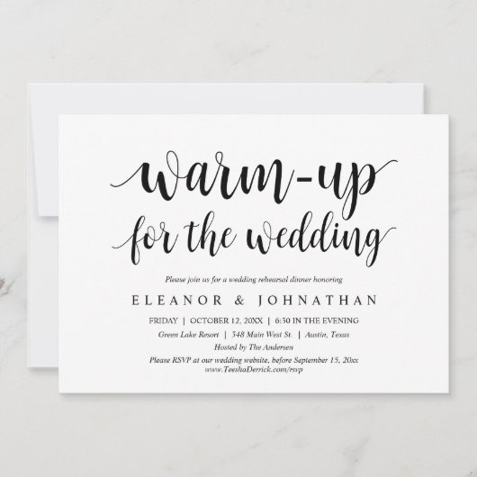 Invitation Réchauffement pour le Mariage, Dîner de répétition (Devant)