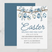 Invitation Recherche de œufs de Pâques bleus au brunch (Devant / Derrière)