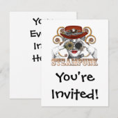 Invitation recherche steampunk art de collage steampunk (Devant / Derrière)