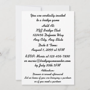 Invitation Recherché Un bon partenaire de pont Quatre combina