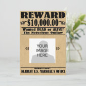 Invitation Recherchée Mort ou Vif Personnalisée (Debout devant)