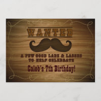 Invitation Recherchée Wild Western Cowboy Mustache